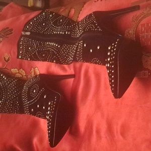 Women's black studded boots